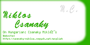 miklos csanaky business card